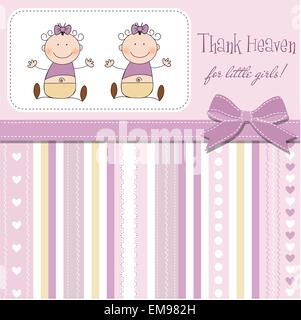 twins announcement card Stock Vector