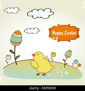 Easter background with chicken Stock Vector