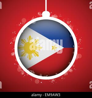 Merry Christmas Red Ball with Flag Philippines Stock Vector