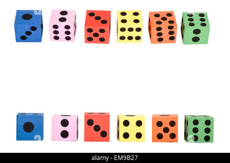 Colorful foam dice isolated on white background Stock Photo