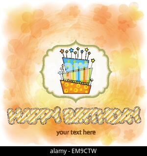 vector big birthday cake with burning candles Stock Vector