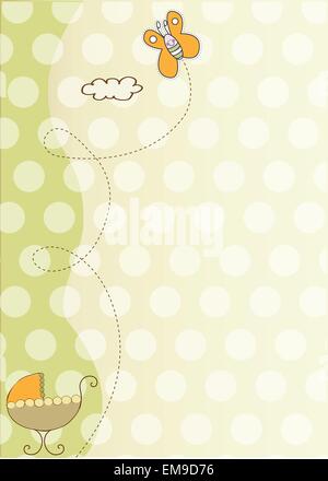 baby shower card with cute stroller Stock Vector