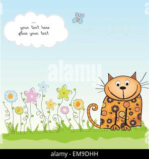 new baby shower card with cat Stock Vector