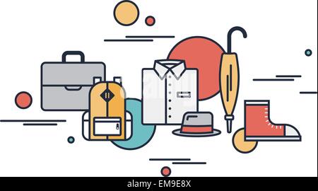 Outline clothing and everyday objects Stock Vector