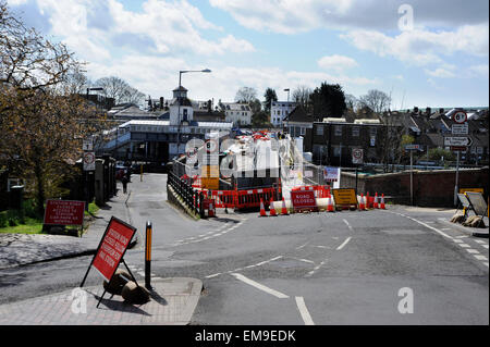 Roadworks outside Lewes Railway Station East Sussex Stock Photo