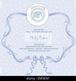 new baby boy announcement card Stock Vector