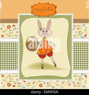 Easter bunny with a basket of Easter eggs Stock Vector