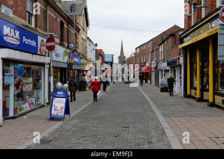 Prescot.Merseyside. Town Centre Photos March 2015. Prescot is a town and civil parish within the Metropolitan Borough of Knowsley in Merseyside, England. Historically part of Lancashire, it lies approximately eight miles to the east of Liverpool city centre Stock Photo