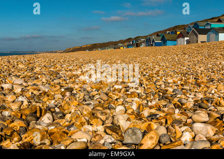 Milford on Sea beach huts Stock Photo