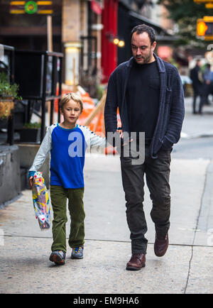 Dave Matthews spotted out in New York with his son August Matthews  Featuring: Dave Matthews,August Matthews Where: NY, New York, United States When: 13 Oct 2014 Stock Photo