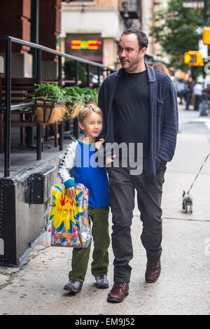 Dave Matthews spotted out in New York with his son August Matthews  Featuring: Dave Matthews,August Matthews Where: NY, New York, United States When: 13 Oct 2014 Stock Photo