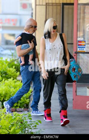 Gwen Stefani spotted at the acupuncture clinic with her youngest son Apollo Rossdale  Featuring: Gwen Stefani,Apollo Rossdale Where: Los Angeles, California, United States When: 13 Oct 2014 Stock Photo