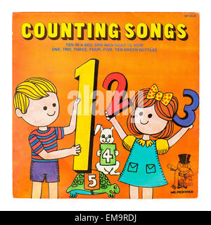 A Childrens Vinyl record called Counting Songs on a white background Stock Photo