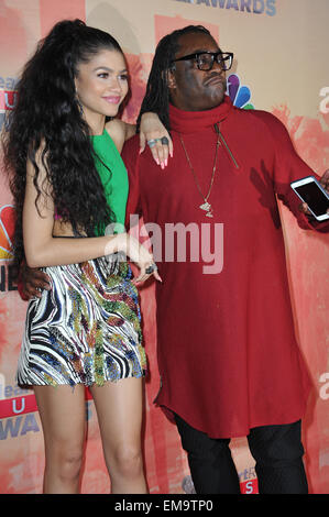 Zendaya and her father, Kazembe Ajamu Coleman, in the press room at the