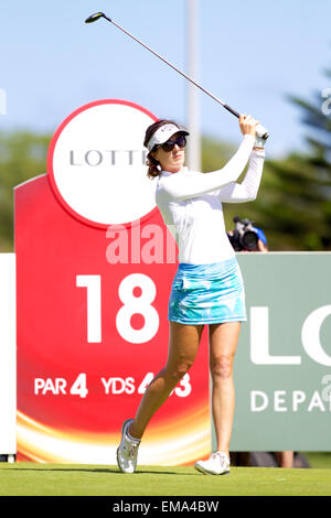 Kapolei, Hawaii, USA. 17th April, 2015. Danielle Kang hits her tee shot
