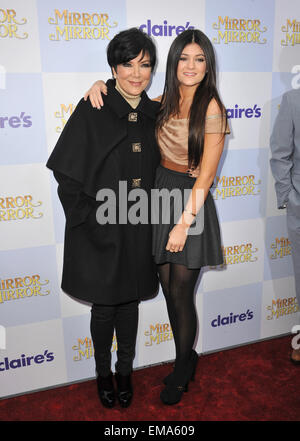 LOS ANGELES, CA - MARCH 17, 2012: Kris Jenner & daughter Kylie Jenner at the world premiere of 'Mirror Mirror' at Grauman's Chinese Theatre, Hollywood. March 17, 2012 Los Angeles, CA Stock Photo