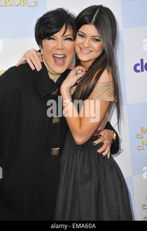 LOS ANGELES, CA - MARCH 17, 2012: Kris Jenner & daughter Kylie Jenner at the world premiere of 'Mirror Mirror' at Grauman's Chinese Theatre, Hollywood. March 17, 2012 Los Angeles, CA Stock Photo