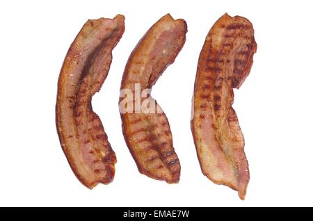 fried bacon rashers isolated on white background Stock Photo