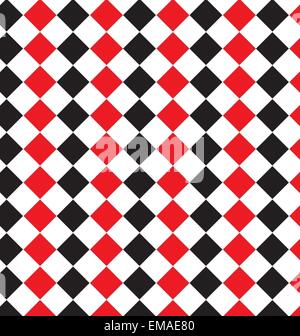 A Seamless vector pattern of black white and red diamond shapes Stock Vector
