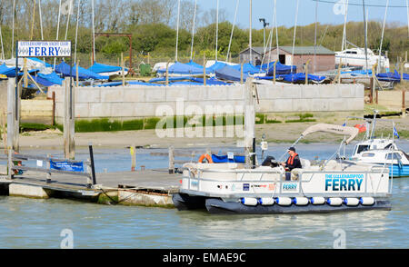 The ferry across the River Arun at the Yacht Club in Littlehampton, West Sussex, England. Stock Photo