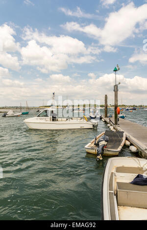 Itchenor quay / boardwalk, Chichester Channel in West Sussex. Stock Photo