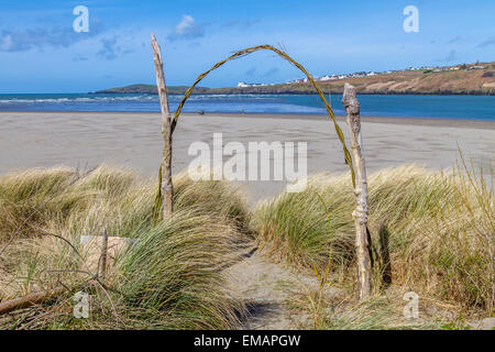 View of the beach at Poppit Sands, Cardigan, Ceredigion, Wales Stock Photo