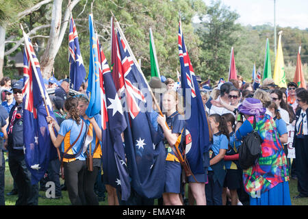 Sydney,Australia. 19th April, 2015. ANZAC commemorative and centenary parade march along pittwater road Warriewood to celebrate 100 years of ANZAC Credit:  martin berry/Alamy Live News Stock Photo