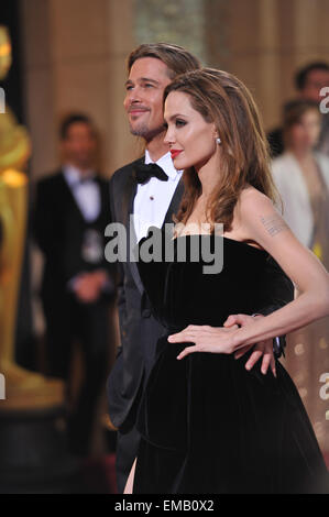 LOS ANGELES, CA - FEBRUARY 26, 2012: Brad Pitt & Angelina Jolie at the 84th Annual Academy Awards at the Hollywood & Highland Theatre, Hollywood. Stock Photo