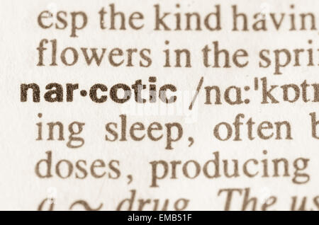 Definition of word narcotic in dictionary Stock Photo