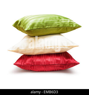 Pillows stack isolated on white background. Object with clipping path Stock Photo