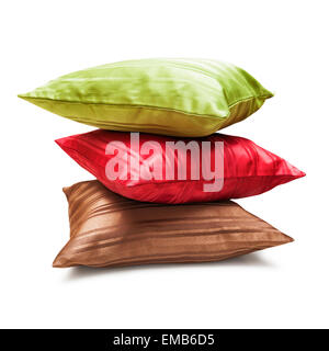 Colorful pillows isolated on white background. Object with clipping path Stock Photo