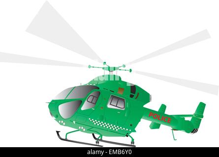 A vector illustration of a Green Police Helicopter isolated on white Stock Vector