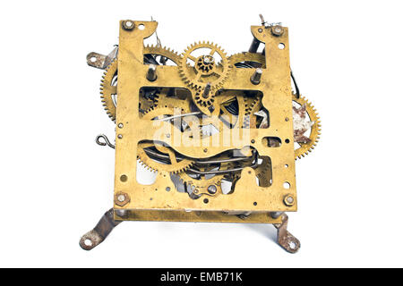 Inside mechanism of old alarm clock Stock Photo