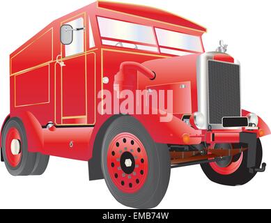 A Heavy Duty Red and Gold Fairground Generator and Tow Truck isolated on white Stock Vector