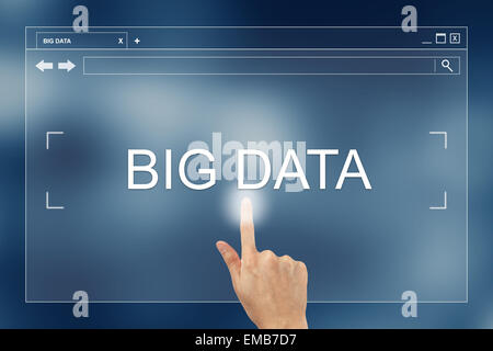 hand press on big data button on webpage Stock Photo