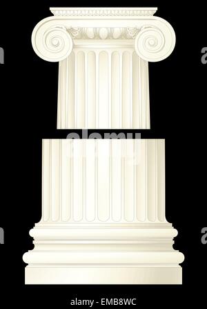 Classic column capital black line icon, European monument pillar vector ...