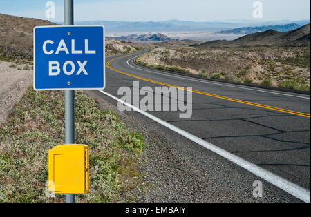 Emergency Call Box and Sign Stock Photo