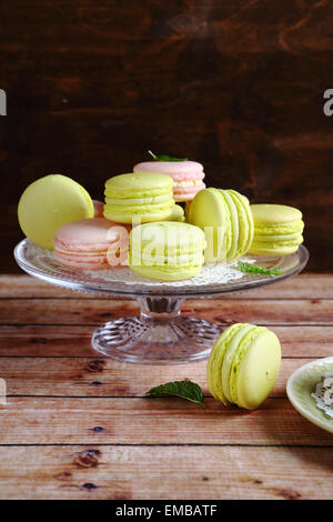 Macaroon on glass stand, food Stock Photo