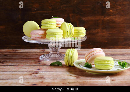Delicious macaroon on  stand, food Stock Photo
