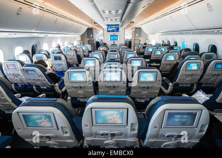 Interior of the Boeing 787 Dreamliner - LOT Polish Airlines Stock Photo ...