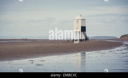 The low lighthouse on stilts on the beach at Burnham-on-Sea, Somerset, England, UK Stock Photo