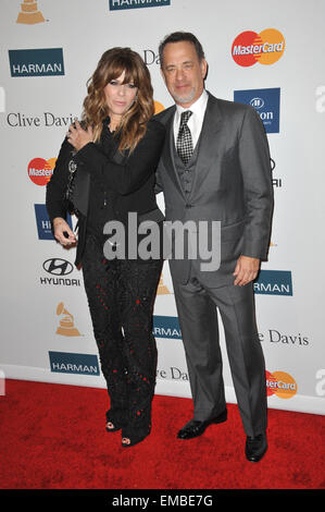 LOS ANGELES, CA - FEBRUARY 11, 2012: Tom Hanks & wife Rita Wilson at the 2012 Clive Davis Pre-Grammy Party at the Beverly Hilton Hotel, Beverly Hills. February 11, 2012 Los Angeles, CA Stock Photo