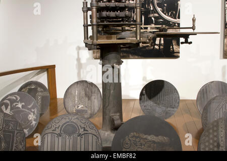 Columbia, PA, USA - April 18, 2015 : Antique watch works machinery used for etching with template plates. Stock Photo