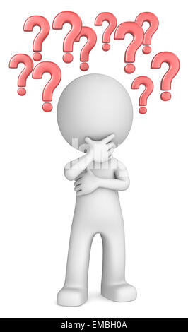 The dude 3D character and 4 red question marks Stock Photo - Alamy