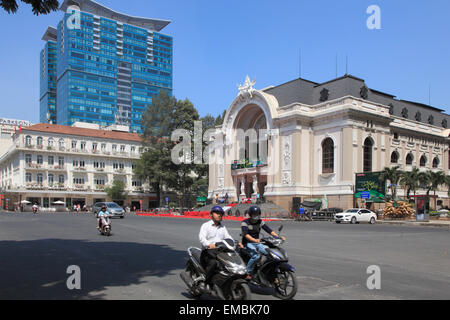 Vietnam, Ho Chi Minh City, Saigon, Vincom Center, Hotel Continental, Municipal Theatre, Stock Photo