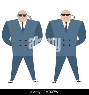 Formidable security professionals secret service bodyguards. The same strong men in blazers guard cordon Stock Vector