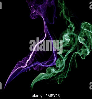 Black Background Infused With Vibrant Green Smoke Texture, Steam