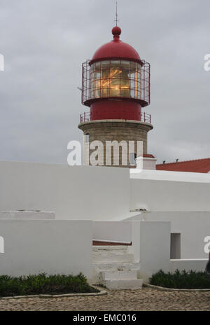 Lighthouse at Cape St. Vincent or Vincentine atlantic coast near Sagres ...