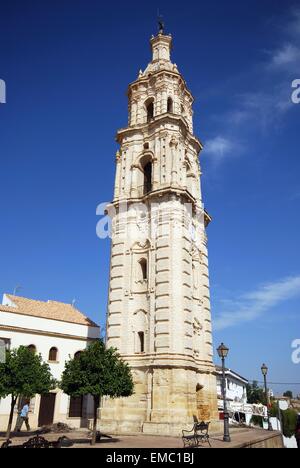 Baroque clock tower (Torre del Reloj), Aguilar de la Frontera, Cordoba Province, Andalusia, Spain, Western Europe. Stock Photo