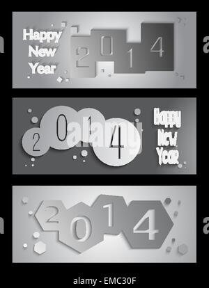 Happy New Year 2014 creative banner illustration Stock Vector